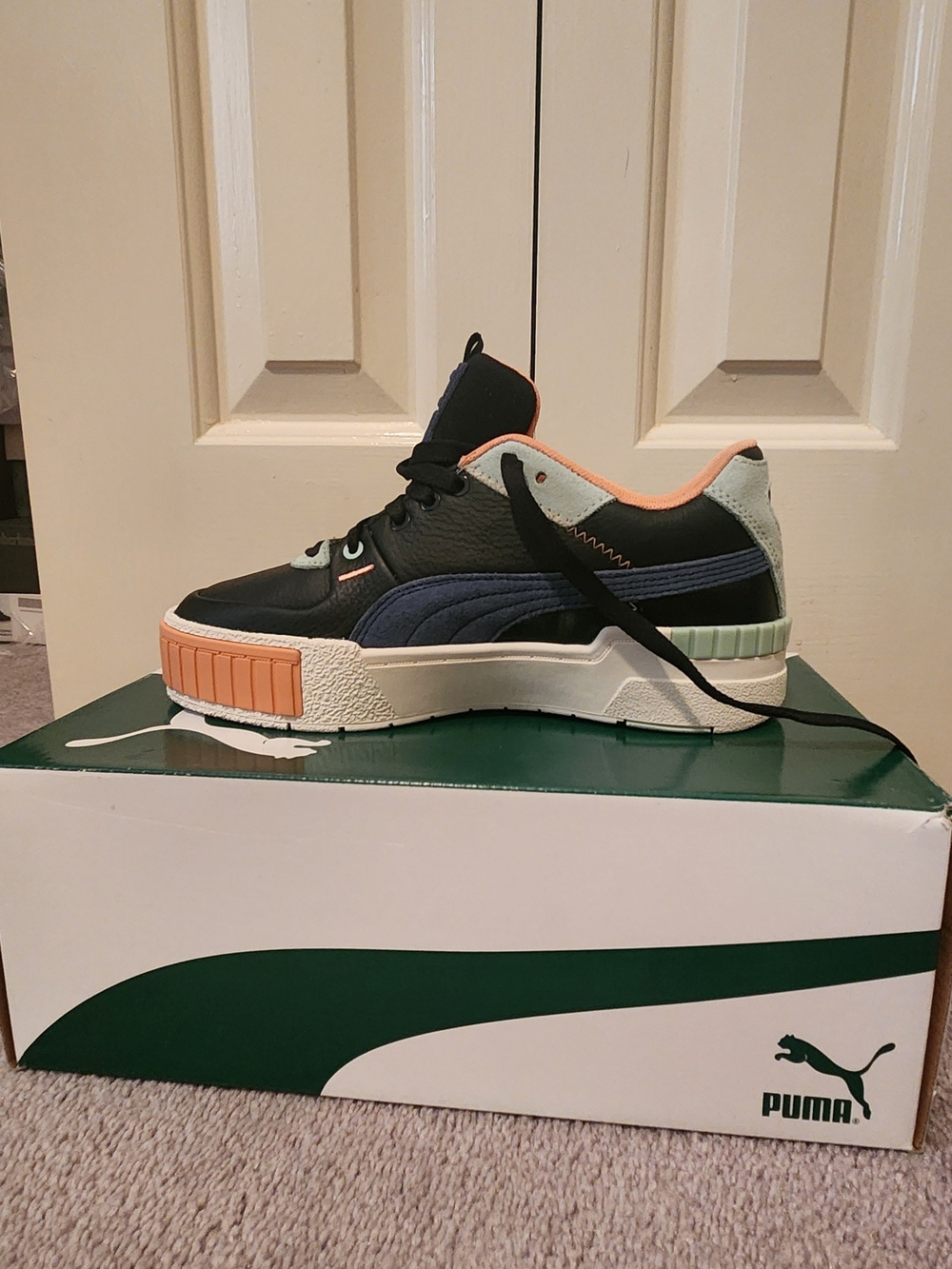 Puma Cali Sport Mix Women's Sneakers - Black with Peach and Coral Accents - Picture 2 of 4